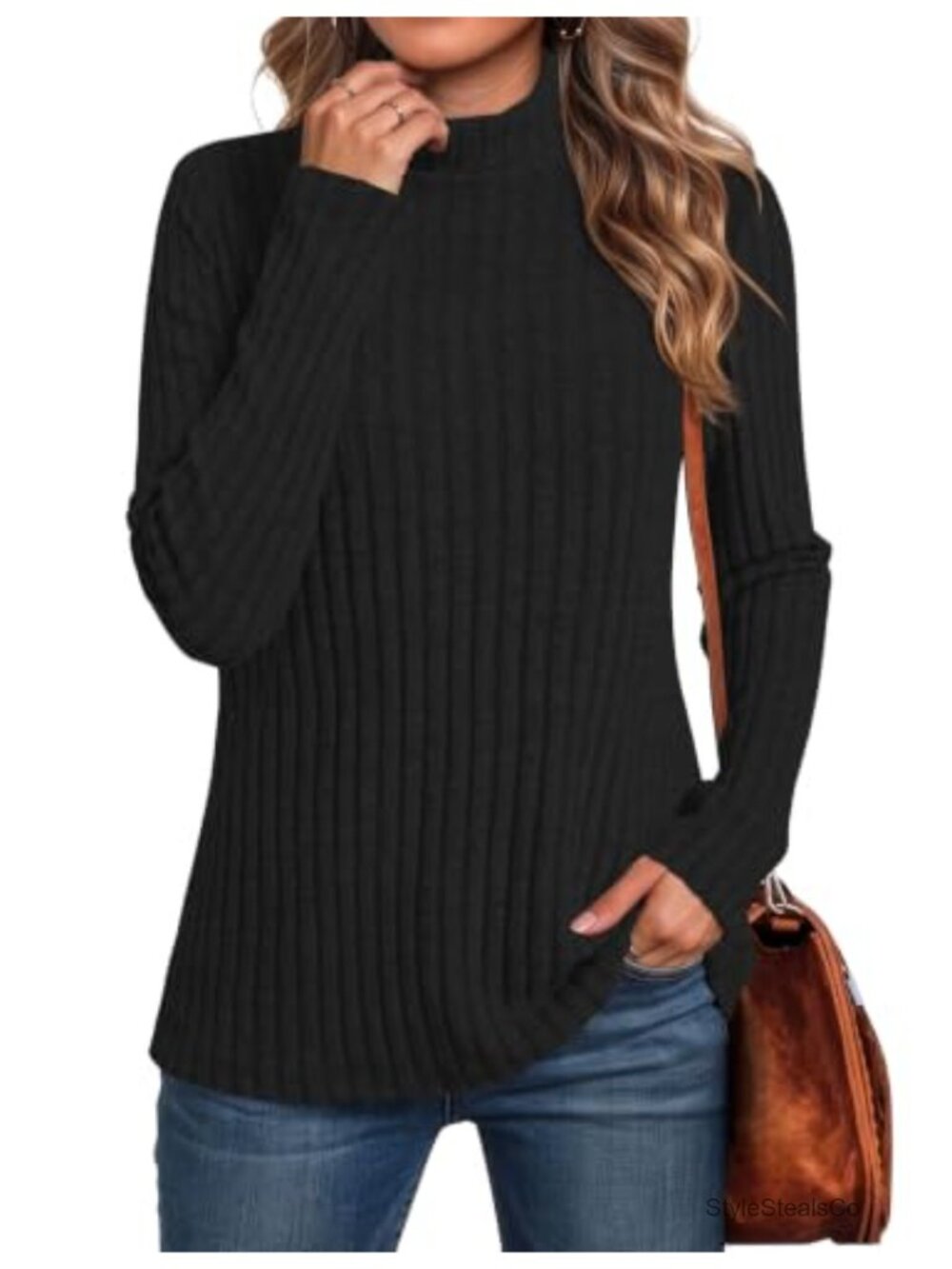 Turtleneck Tunic Sweater Long Sleeve Pullover Top for Women